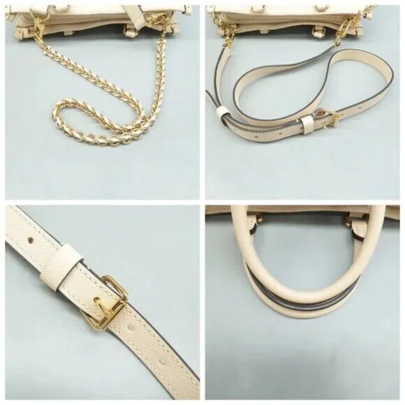 Auth Louis Vuitton Onthego East West Beige Monogram Leather Satchel 3023-10424 - Picture 8 of 12